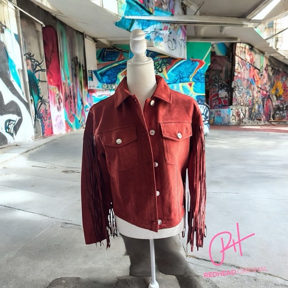 Juicy Couture Red Faux NWT  Fringe Jacket-sold out online - Picture 1 of 12